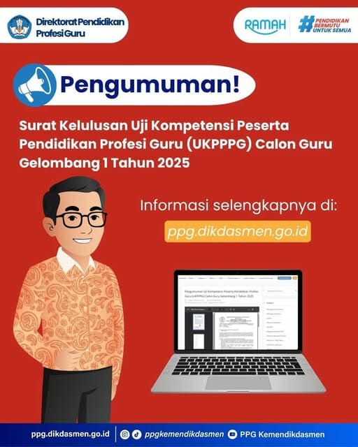 Surat Kelulusan UKPPPG Calon Guru Gelombang 1 Tahun 2025 
