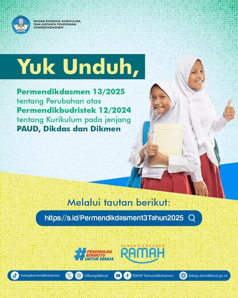 Permendikdasmen Nomor 13 Tahun 2025 Telah Resmi Diterbitkan