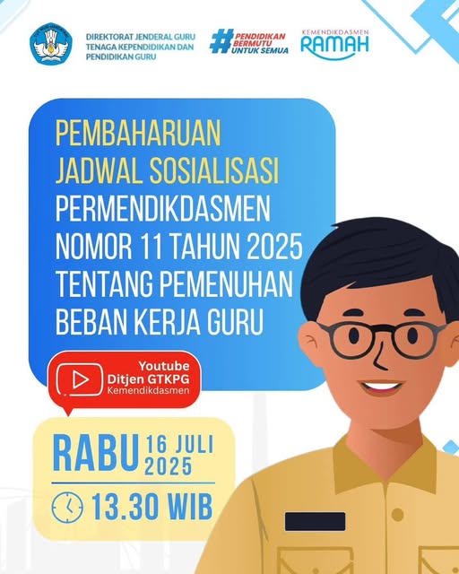 sosialisasi Permendikdasmen Nomor 11 Tahun 2025 tentang Pemenuhan Beban Kerja Guru