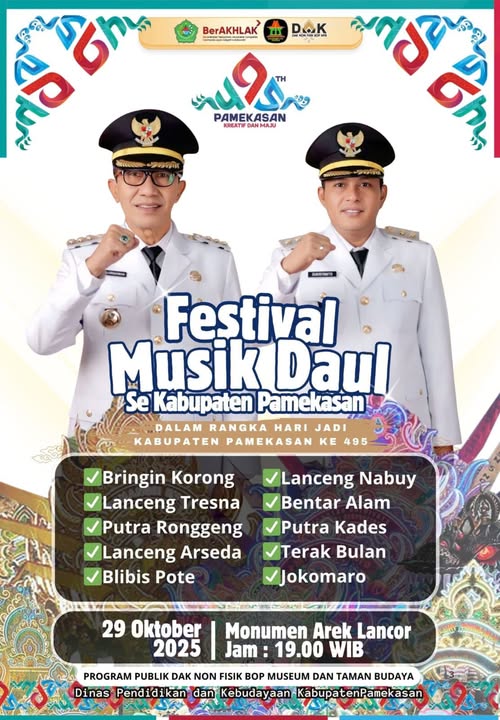 Festival Musik Daul Se-Kabupaten Pamekasan dalam Rangka Hari Jadi Ke-495 Kabupaten Pamekasan